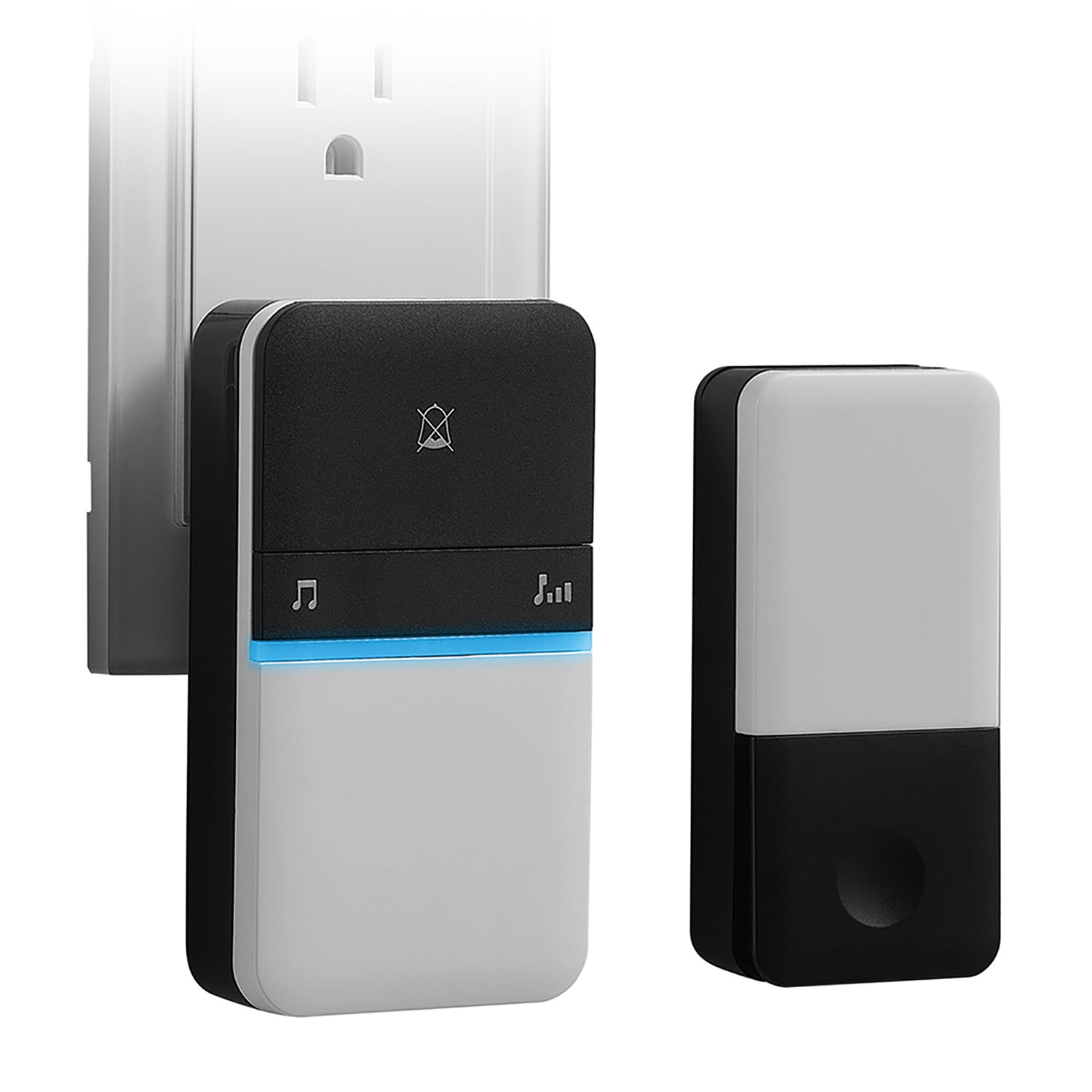Heath Zenith Heath Zenith White and Black Wireless Lighted Plug-In Doorbell Kit with Kinetic Doorbell Button