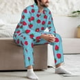 thumbnail image 7 of Honeii Strawberries Pattern Mens Pajamas Set,2pcs Men's Lounge Long Sleeve Sleep Shirt and Pajama Bottoms Sleepwear Set,Mens Pjs Sets-XX-Large, 7 of 7
