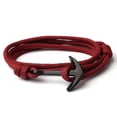thumbnail image 4 of Pulsera de hombre Pulsera de ancla de aleación negra Cadena de cuerda de nailon multicapa P,11, 4 of 5