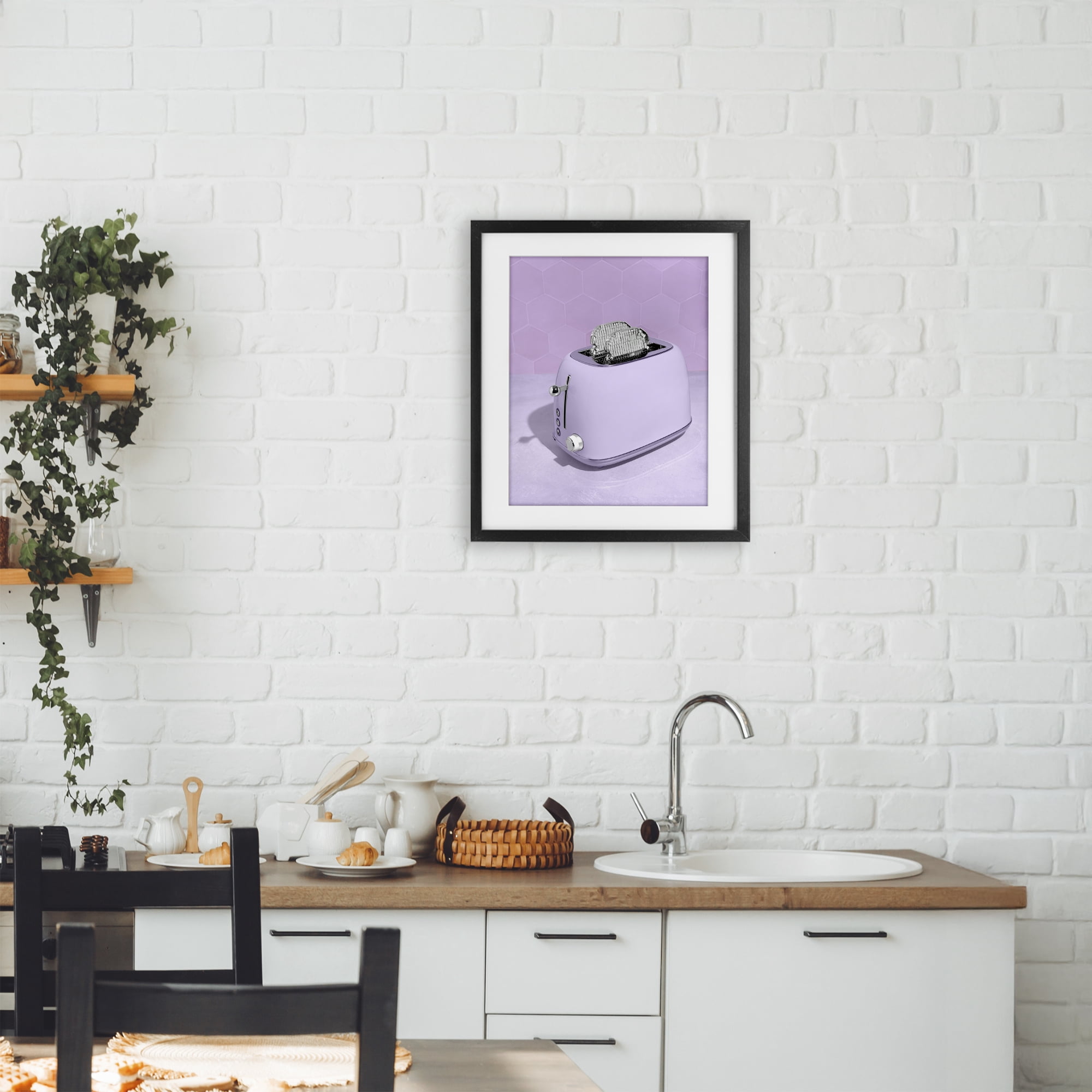 Stupell Industries Disco Toast over Purple Black Framed Print Under Glass, design by LISH Creative