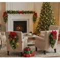 thumbnail image 4 of BrylaneHome Set of 4 Pre-Lit Swags with Christmas Bows & 15 Warm Lights, Cordless, No Outlet Required, 4 of 4