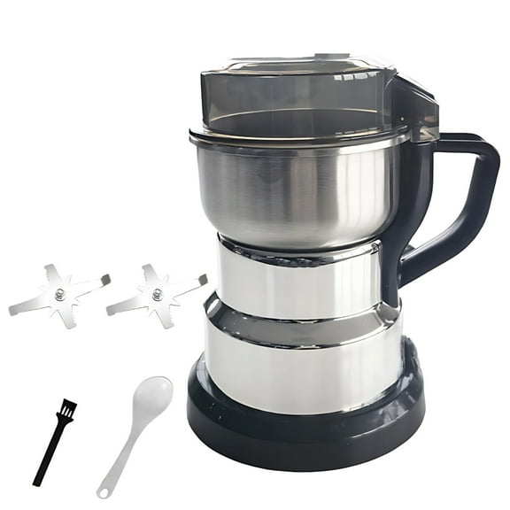 Multifunctional Electric Coffee and Grain Grinder, 15.9 oz (450 g) Capacity, Eight-Blade Design, Stainless Steel Body, Includes Extra Blade Set, Electric Spice Grinder for Home Use