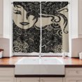 thumbnail image 2 of Ambesonne Modern Kitchen Curtains, Woman with Cool Posing, 55"x39", Dark Taupe and Tan, 2 of 3