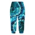 thumbnail image 5 of Casual Capri Pants Women Summer Athletic Tie Dye Print Elastic Waist Sweatpants with Pocket Joggers Fashion Bottoms, Blue, XL, 5 of 7
