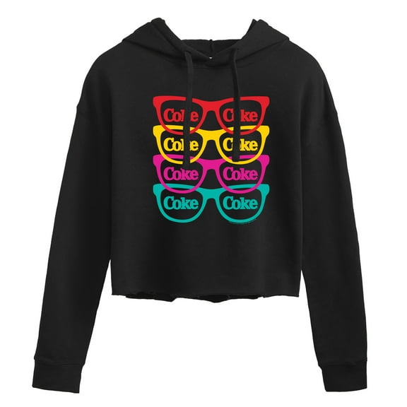 Coca-Cola - Retro Sunglasses - Juniors Cropped Pullover Hoodie