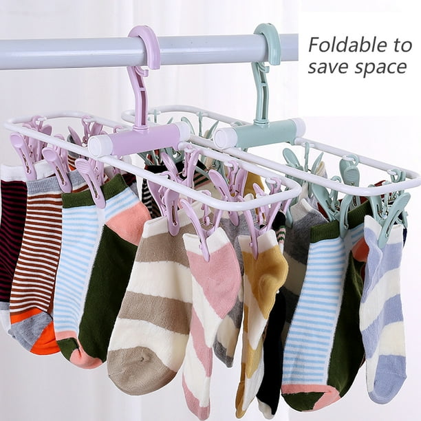 Dinheiro 2 tendederos para ropa interior y calcetines para el hogar 12 perchas con clip perchas plegables