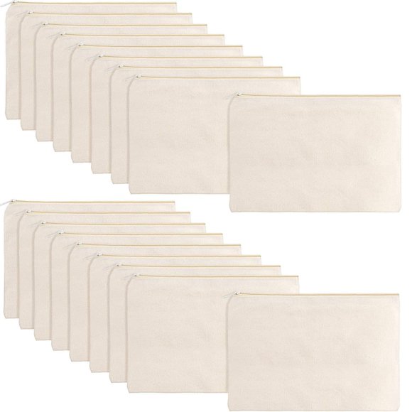 Bolsas de lona en blanco para cosméticos Meekoo, paquete de 16 bolsas de maquillaje