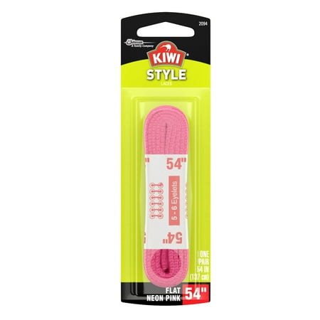 Kiwi Flat Shoelaces, Neon Pink, 54 In