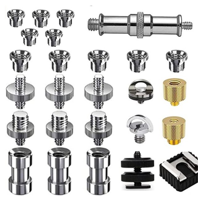 26 tornillos para cámara de 1/4 a 3/8 pulgadas, tornillos roscados para trípode de cámara, tornillos adaptadores de rosca, tornillos completos para cámara para cabeza de bola, trípode, monopié, placa de liberación rápida ACTIVE Biensenido a ACTIVE