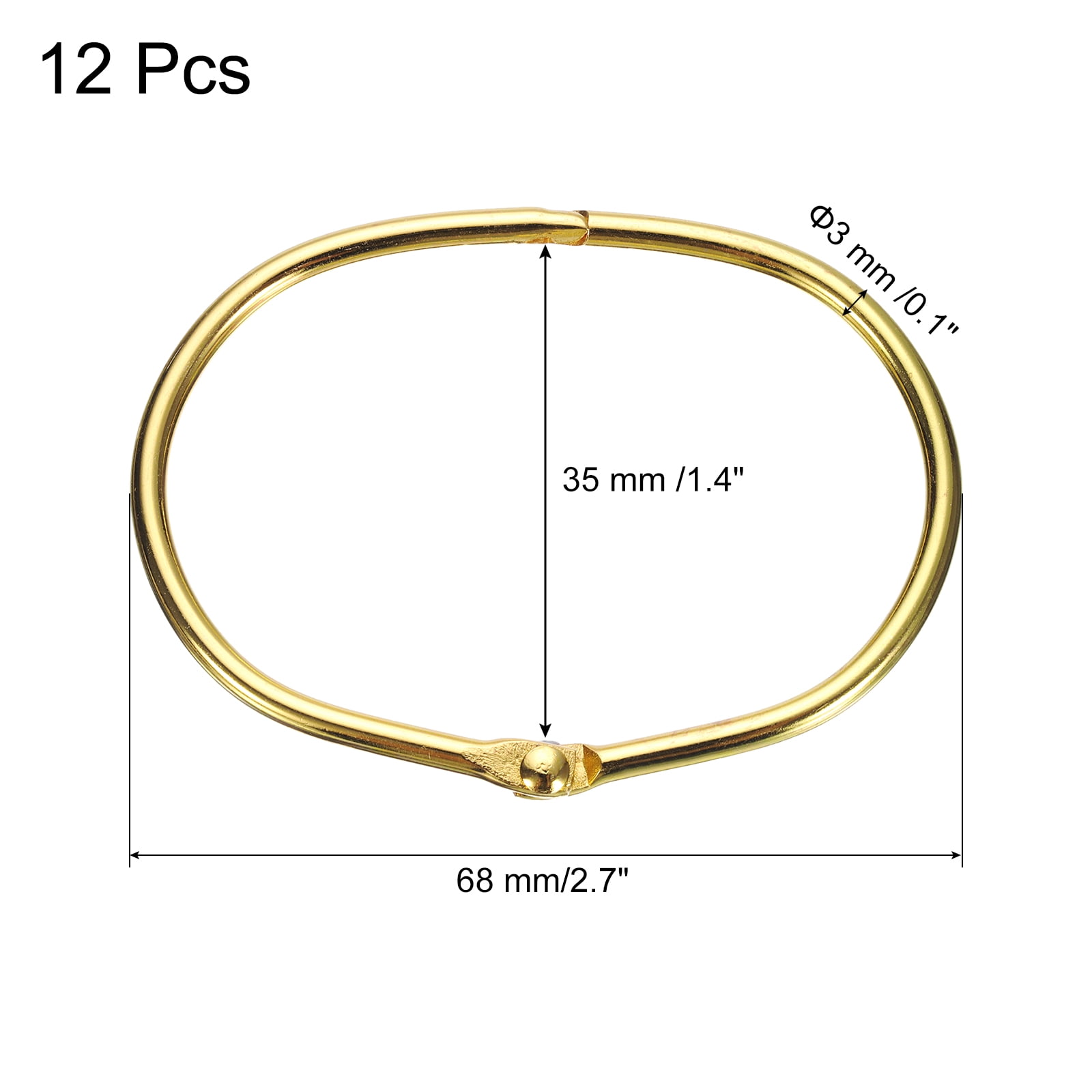 Unique Bargains Iron Oval Snap Shower Curtain Hooks Glide Smoothly for Shower Rods Gold