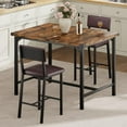 thumbnail image 2 of GAOMON 3-Piece Counter Height Dining Table Set for 2 with Footrest & Corner Protectors, Kitchen Table and 2 Upholstered Bar Stools, Rustic Brown, 2 of 8