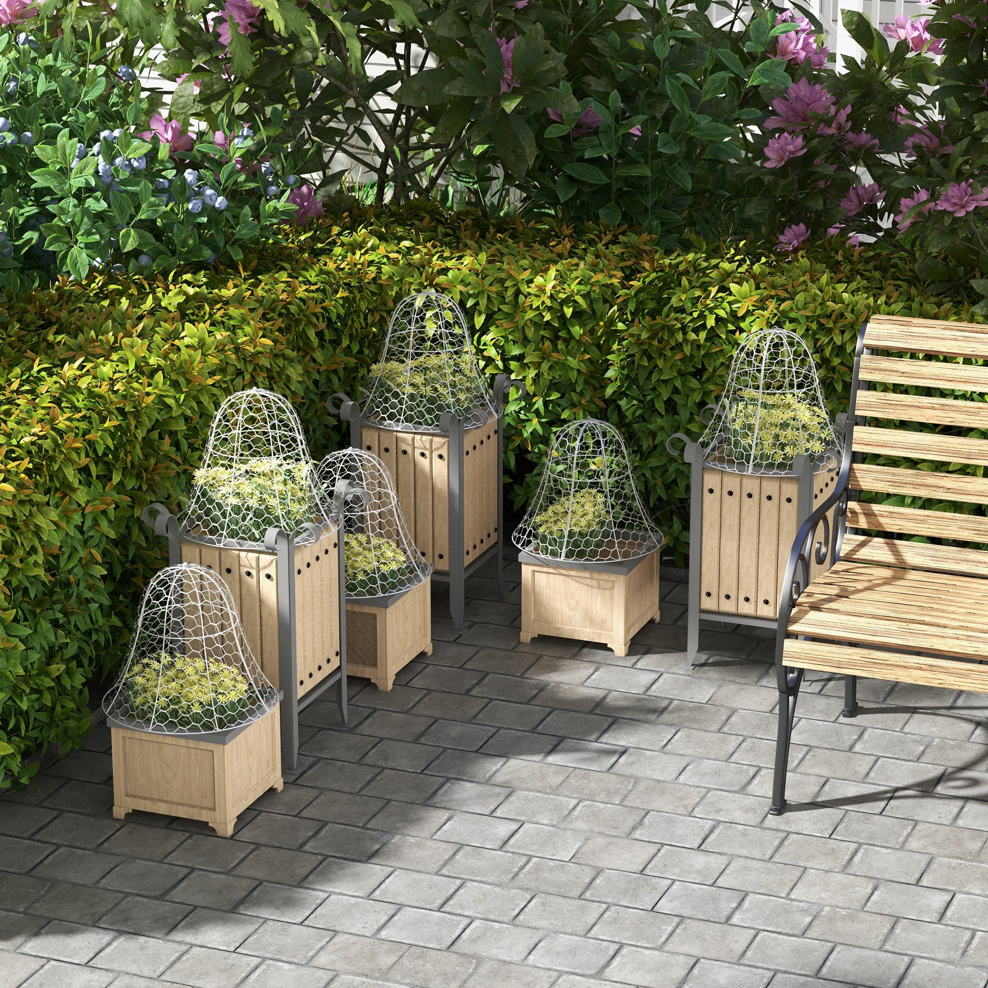 Outsunny 6 Pack Garden Chicken Wire Cloche, Animal Plant Protectors, White