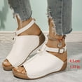 thumbnail image 5 of THDHVS Womens Sandals Comfortable,Womens Sandals,Women's Fashion Casual Summer Style Fish Mouth Thick Bottom Buckle Strap Sandals Flat Bottom Open Toe Sandals White 8.5, 5 of 6