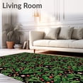 thumbnail image 2 of ODIKA 3'x5' Machine Washable Non-Slip Area Rug, Festive Evergreen Sprigs and Berries Holiday Door Accent High Traffic Rug, Black, 653471, 2 of 7