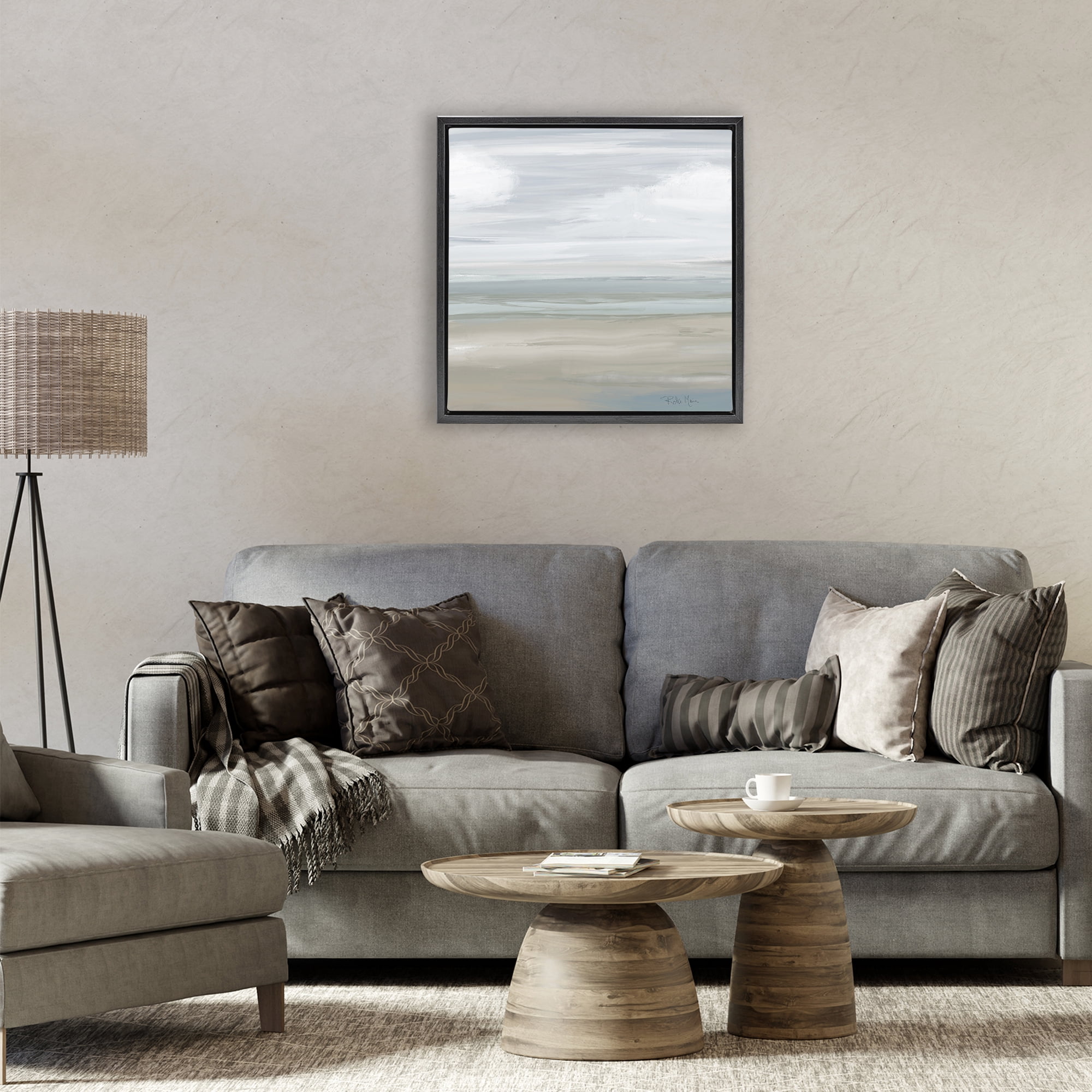 Stupell Industries Another Day Peaceful Landscape Black Framed Floater Canvas Wall Art, design by Robin Maria
