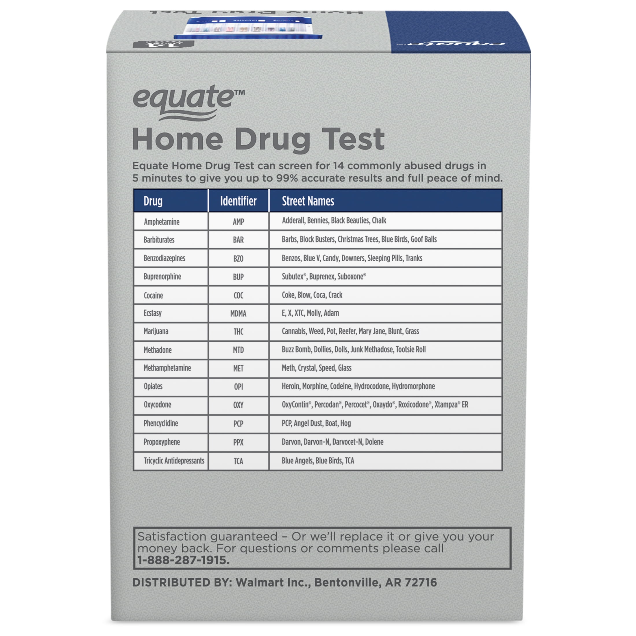 (3 pack) Equate 14 Panel At-Home Drug Test for 7 Illicit and 7 Prescription Drugs, 1 Urine Test