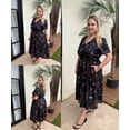 thumbnail image 3 of CASSIE LIZ Womens Dresses Plus Size 3X V Neck Black Floral Maxi Dress Elastic Waist with Pockets Vacation Party Wedding Guest Dress 3XL 22W 24W, 3 of 9