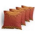 thumbnail image 5 of Ambesonne Leaf Throw Pillow Cover 4 Pack, Traditional Saree, 20", Marigold Orange, 5 of 7