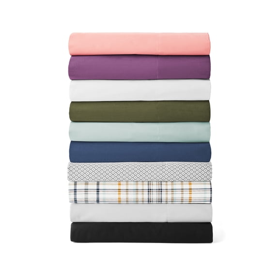 Mainstays 4-Piece 300 Thread Count Plaid CVC Bed Sheet Set, Full (Adult)