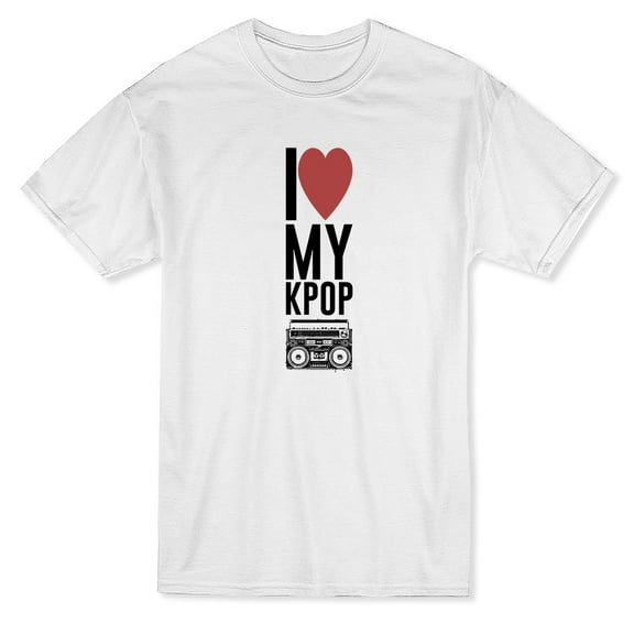 I Love My Kpop Boombox Graphic Men White T-Shirt, Male Medium