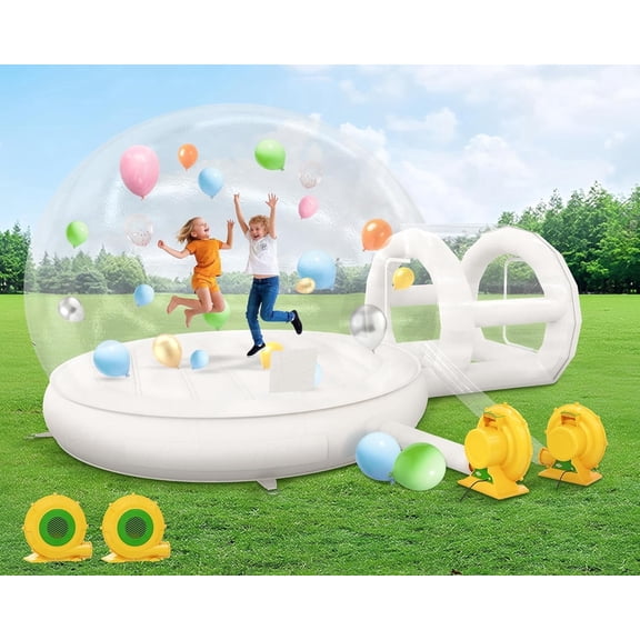 Jocisland 13 ft Bubble House with Tunnel and Balloons, PVC Bounce Bubble House with 750W and 550W Blowers for Party, Commercial Use, Wedding