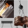 thumbnail image 2 of 4 Lights Rustic Wood Chandelier, Industrial Vintage Wooden Ceiling Lamp Hanging Pendant Light Retro Suspension Lighting Fixture for Living Dining Room Bedroom Kitchen Restaurant Coffee Shop, 2 of 8