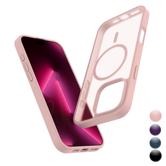 Njjex Magnetic Case for Phone 16 Pro Max Case 6.9",Cute Luxruy Clear Slim Case, Rugged Shockproof Protective Transparent Cell Phone Cover,Pink
