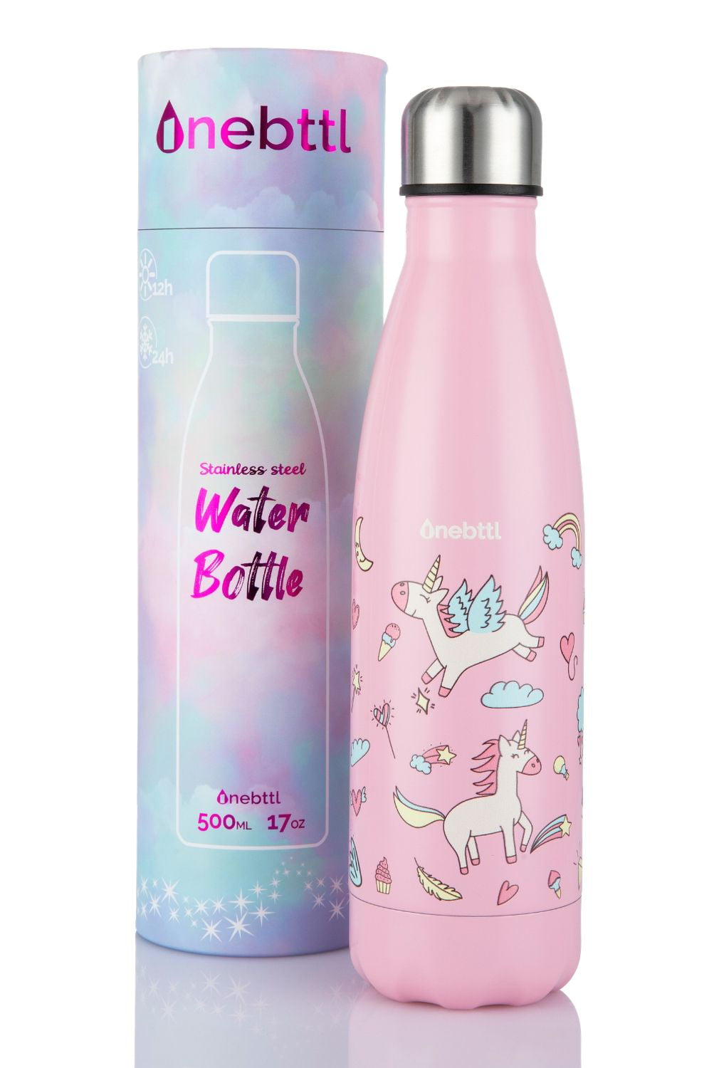Unicorn Personalised Insulated Reusable Water 500ml Bottle