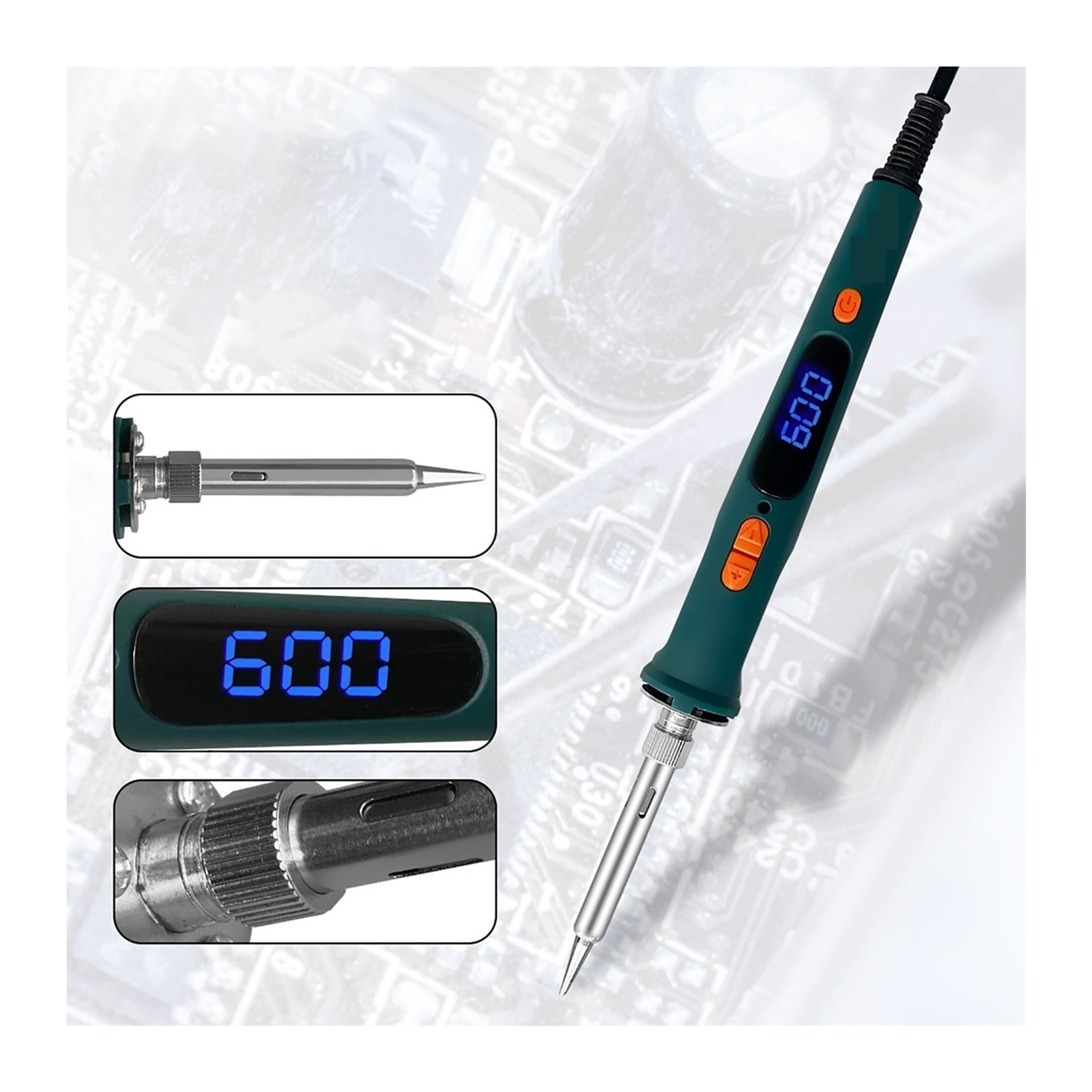 Electric Soldering Iron LCD Welding Tool, Adjustable Temperature Ceramic Heater, Soldering Iron Head Desoldering Pump Set ,Wide Applications