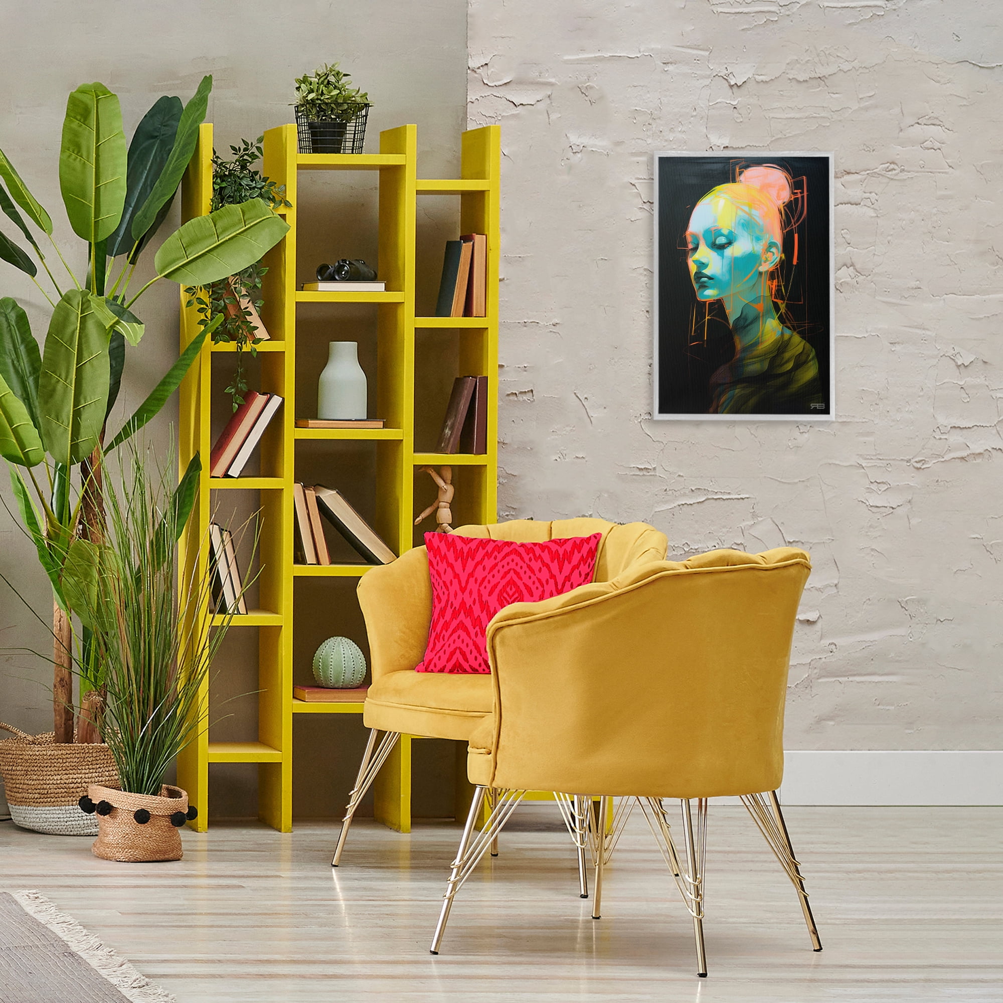 Stupell Industries Bold Modern Visage Novelty Painting Gray Framed Art Print Wall Art, 16 x 24