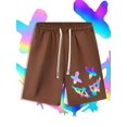thumbnail image 1 of Pantalones cortos de verano para hombre, Pantalón deportivo de playa Retro, minimalista, estampado de cara sonriente, moda urbana, secado rápido, con cordón Fivean unisex, 1 of 2