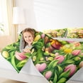 thumbnail image 3 of Erosebridal Cute Cartoon Gnome Queen Comforter Set,Pink Yellow Tulip Flowers Bedding Comforter Set For Kids Girls ,Reversible Gray 3-Piece, 3 of 7