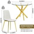 thumbnail image 6 of 5-Piece Round Glass Dining Table Set, 36" Transparent Tempered Glass Top with 4 Gold-White Velvet Dining Chairs, for Kitchen, Living Room, Small Spaces, 6 of 8