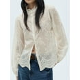 thumbnail image 4 of Womens Embroidered Button Down Shirt Long Sleeve Blouse Casual Top  L, 4 of 7