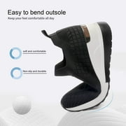 Yolanda Zula Black Wedge Sneakers for Women Slip on Knit Mesh Shoes Breathable Sock Shoes