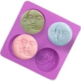thumbnail image 5 of 4 moldes de jabón para cara de sol y luna, 4 cavidades, moldes de jabón de silicona para sol y luna, molde de jabón de silicona para hacer resina DIY (púrpura), 5 of 5