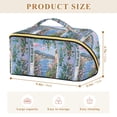 thumbnail image 4 of FORMRS Makeup Bag Travel Cosmetic Organizer for Women Fold Flat Zipper Pouch with Handle, Blue Floral Window, 4 of 8