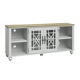 thumbnail image 4 of FESTIVO Vintage TV Stand with Carved Doors for Large Size TV 60"W x 27"H x 15.5"D - Grayish-white, 4 of 6