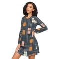 thumbnail image 3 of FORMRS Womens Long Sleeve Nightgowns Crew Neck Sleep Shirt Soft Pajamas Sizes S-3XL, Orange Checkered Pattern, 3 of 8