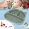 thumbnail image 3 of Suction Plate, Silicone Toddler Bear Shaped Baby Plate with Suction 3 Partition Design High Temperature Resistance Baby Plates for Dining Room, Kindergarten, 3 of 7