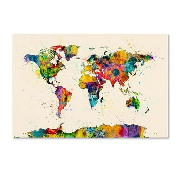 Trademark Fine Art "Map of the World Watercolor II" Canvas Art by Michael Tompsett