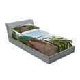 thumbnail image 2 of Ambesonne Nature Fitted Sheet & Pillow Sham Set, Jogging at Shoreline, Twin, Green Chocolate, 2 of 2