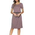 thumbnail image 3 of CALIPESSA Women Summer Red Polka Dot Casual Hide Belly Drawstring Knee Length Dress, 3 of 5
