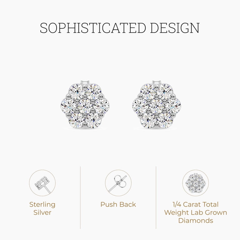 Gilded Lab-Grown Diamond Flower Stud Earrings photo 2
