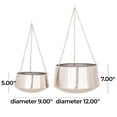 thumbnail image 4 of DecMode 5", 7"H Round Silver Metal Hanging Dome Wall Planter with Chain (2 Count), 4 of 11