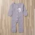 thumbnail image 2 of Franhais Unisex Infant Long Sleeve Romper Solid Color Ribbed Knit Button Jumpsuit O Neck One Piece Pajama Newborn Baby Casual Outfits, 2 of 8