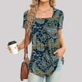 thumbnail image 2 of Pompotops Femmes Mode Imprimé Casual V-Cou Manches Courtes T-Shirt Chemisier Tops, 2 of 6