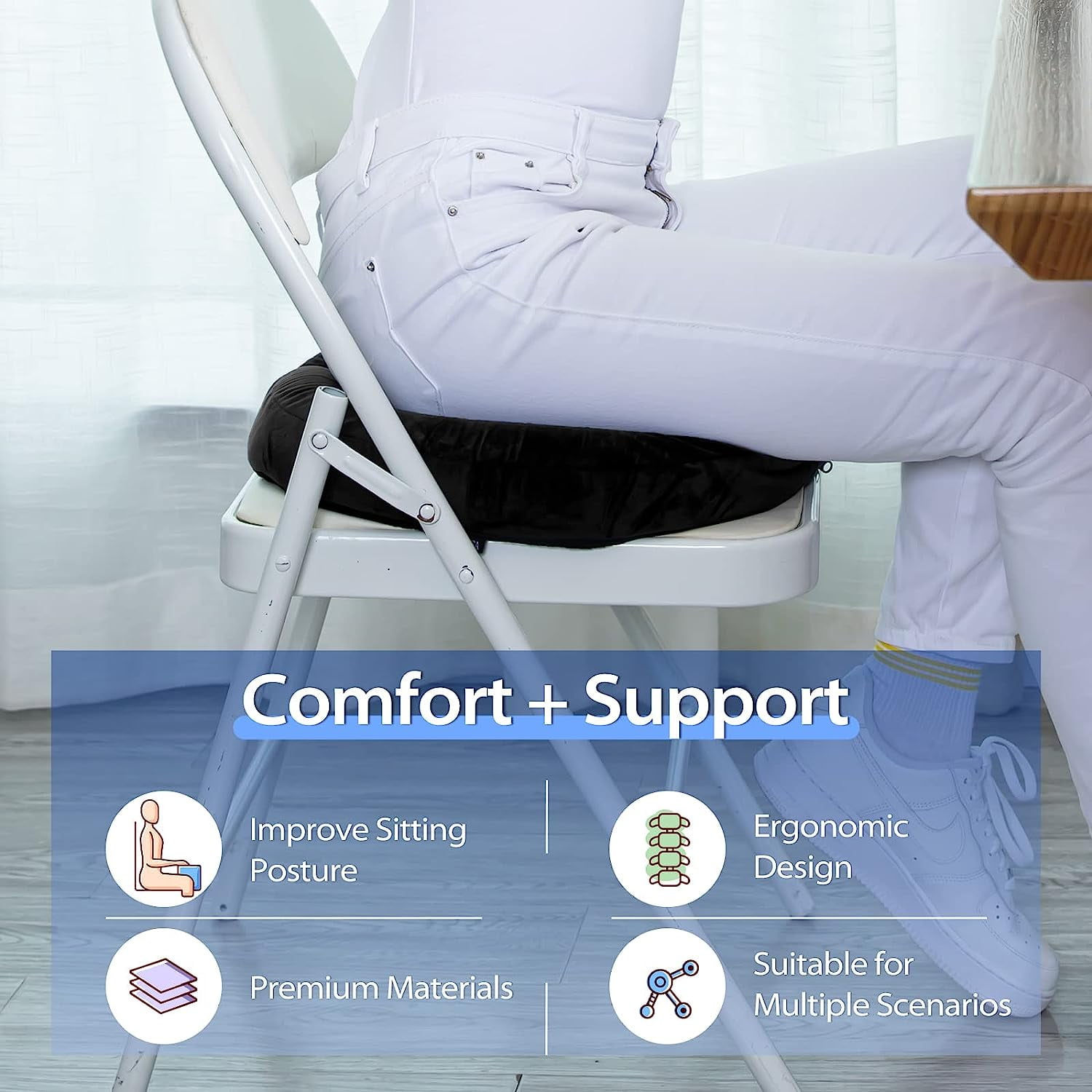  HOMCA Donut Pillow Hemorrhoid Seat Cushion for Office Chair,  Premium Memory Foam Chair Cushion, Sciatica Pillow for Sitting Tailbone  Pain Car Seat Cushions, Gray : Office Products