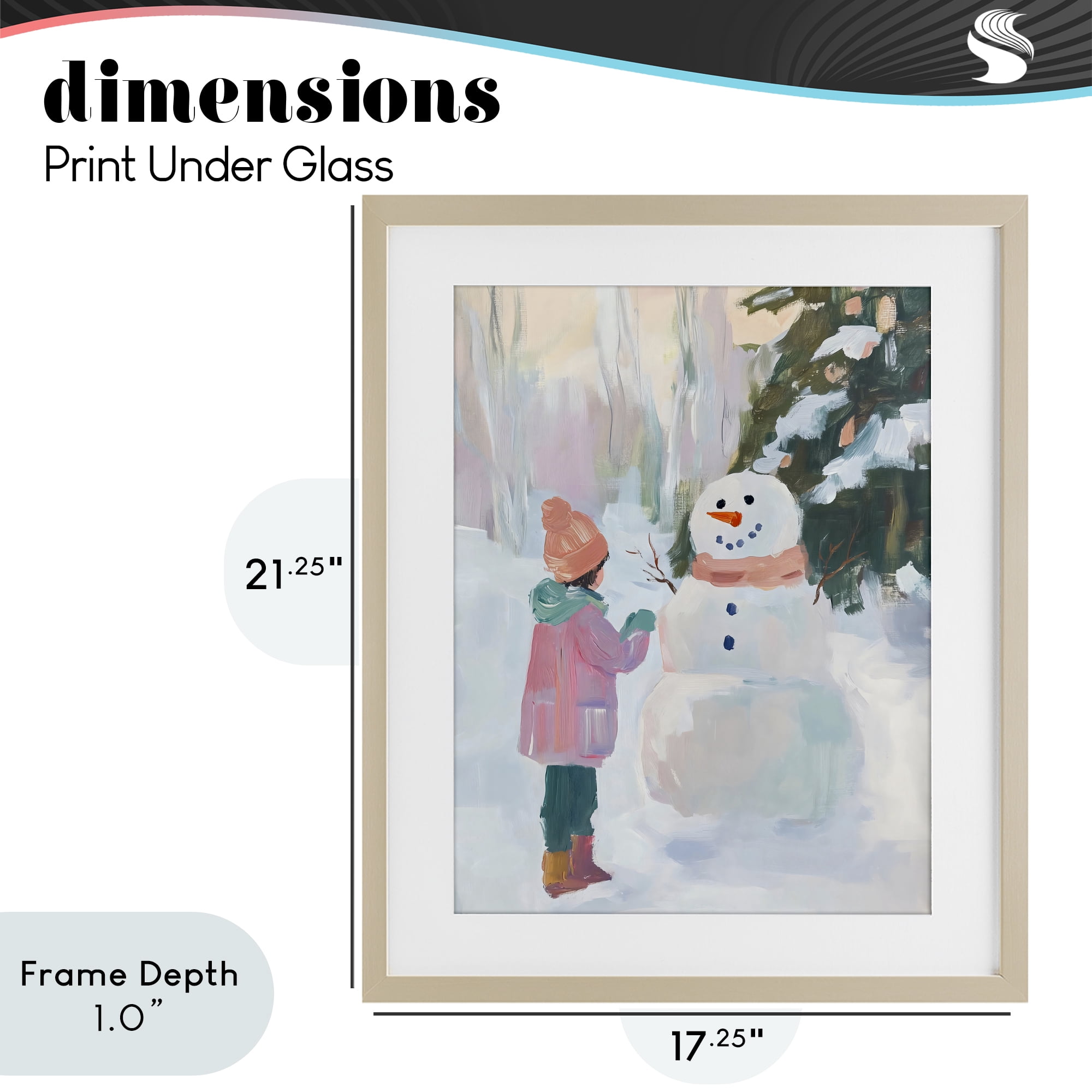 Stupell Industries Girl & Snowman in Winter Birch Framed Print Under Glass, design by The Prints Vibe