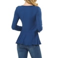 thumbnail image 5 of SSOULM Women's Long Sleeve Stetchy Knit Ruffle Hem Peplum Blouse Top with Plus Size, 5 of 5